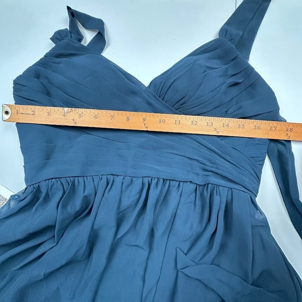 Azazie Aziza Dress Womens A10 Dark Navy A Line V Neck Pleated Chiffon Bridesmaid - Picture 13 of 16